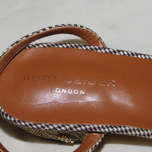 Kurt Geiger London Mini Kensington Block Heel Sandal Girls Size 2 Gold Glitz - Picture 7 of 12